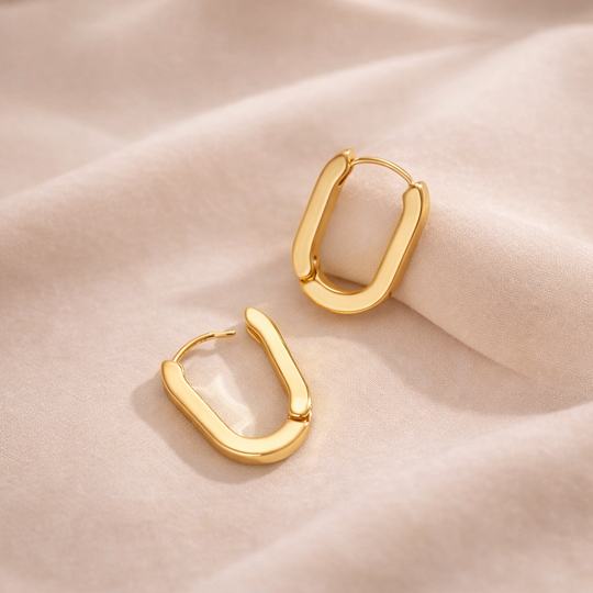 Oval Gold Hoop Earrings | Amelia Bellrose Jewellery