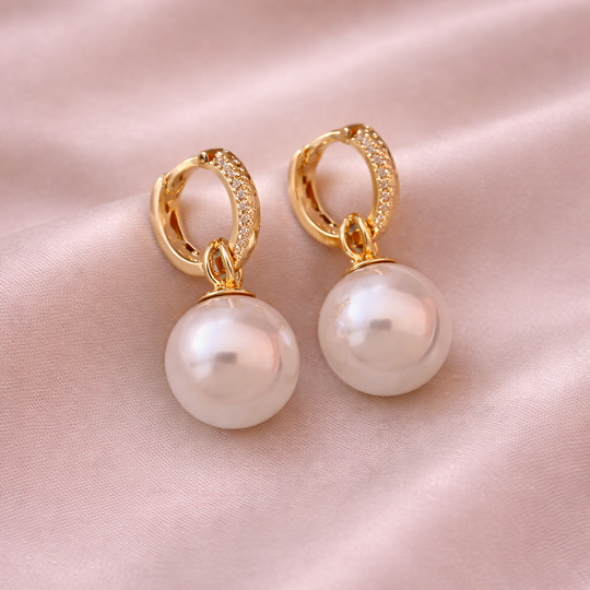 Pearl Drop Hoop Earrings | Amelia Bellrose Jewellery