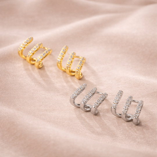 Triple Crystal Hoop Earrings | Amelia Bellrose Jewellery