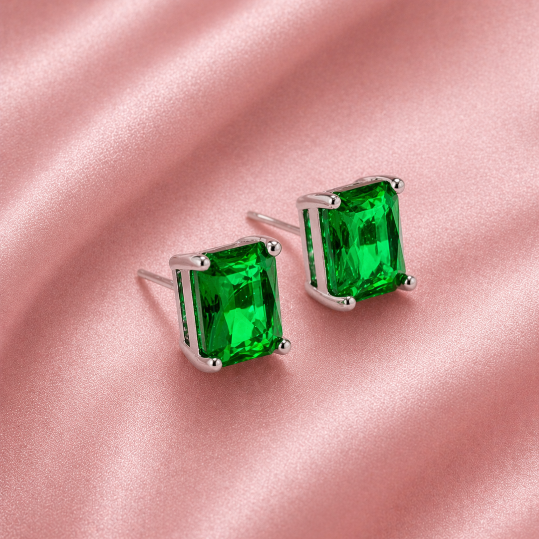 Emerald Stud Earrings | Amelia Bellrose Jewellery