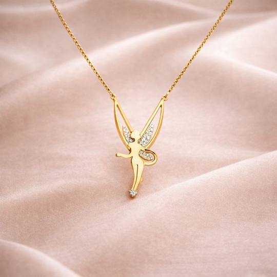 Fairy Silhouette Crystal Wing Pendant Necklace | Amelia Bellrose Jewellery