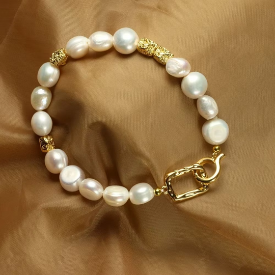 Baroque Pearl Gold Accent Bracelet | Amelia Bellrose Jewellery