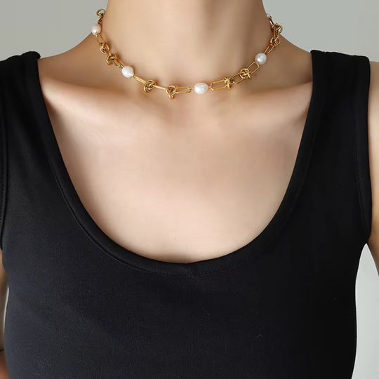 Pearl Link Chain Choker Gold | Amelia Bellrose Jewellery