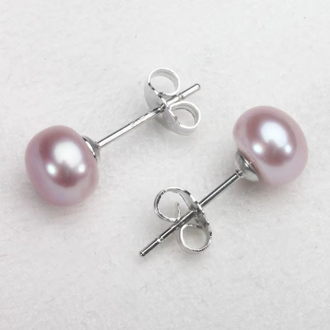 Classic Pearl Stud Earrings Silver | Amelia Bellrose Jewellery