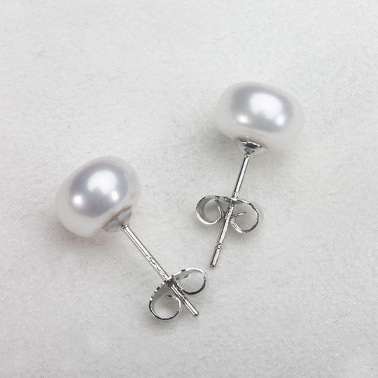 Classic Pearl Stud Earrings Silver | Amelia Bellrose Jewellery