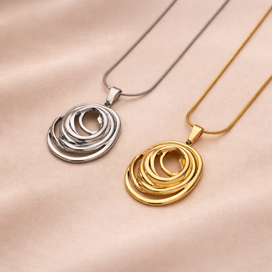 Gold Abstract Circle Pendant Necklace | Amelia Bellrose Jewellery