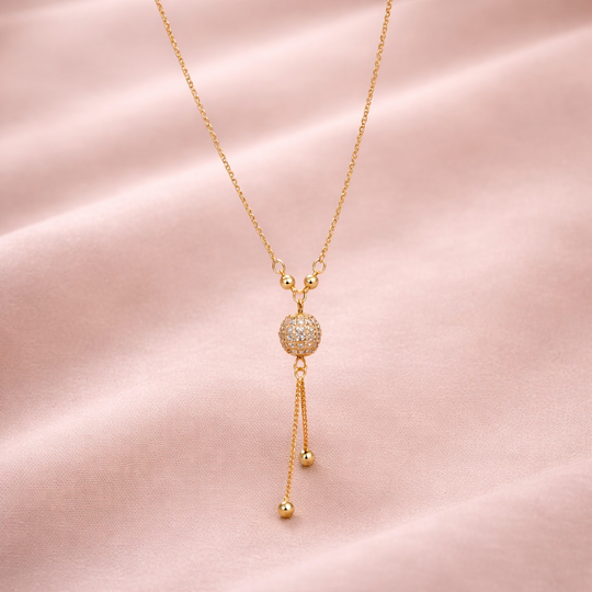 Gold Drop Tassel Crystal Necklace | Amelia Bellrose Jewellery