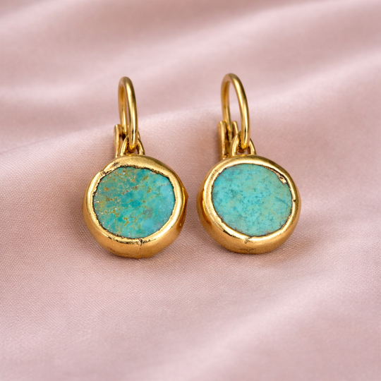 Turquoise Stone Drop Hoop Earrings | Amelia Bellrose Jewellery
