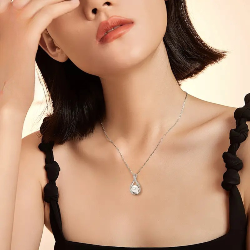 Gold Infinity Pendant with Freshwater Pearl