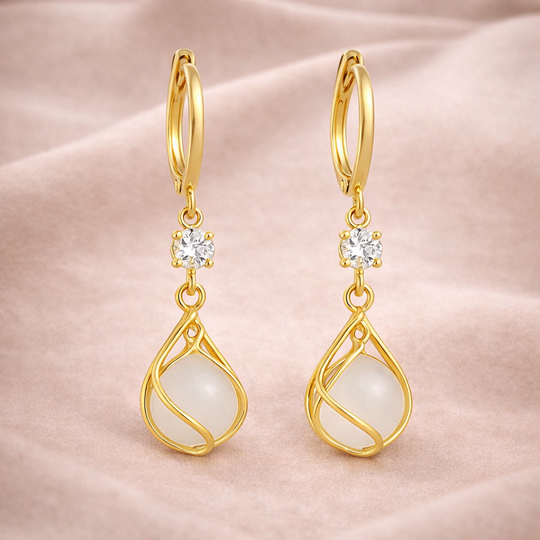 Crystal & Pearl Teardrop Drop Earrings | Amelia Bellrose Jewellery