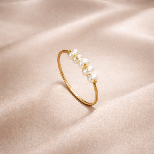 Freshwater Pearl Beaded Gold Ring | Amelia Bellrose Jewellery