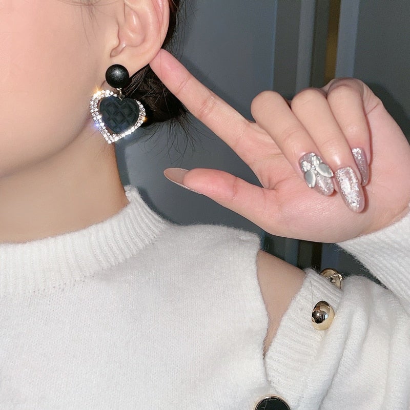 Quilted Heart Crystal Drop Earrings | Amelia Bellrose Jewellery