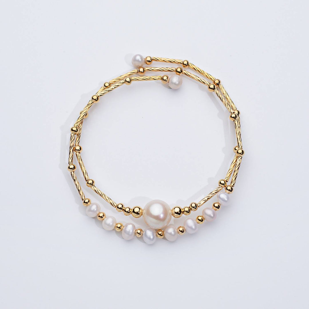 Layered Pearl Gold Bracelet Set | Amelia Bellrose Jewellery