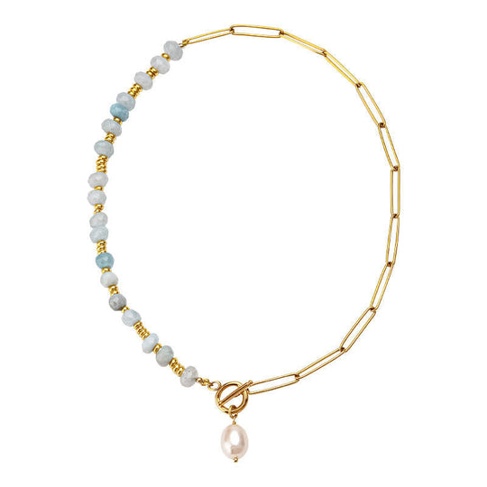 Aqua Beaded Chain Bracelet Gold | Amelia Bellrose Jewellery