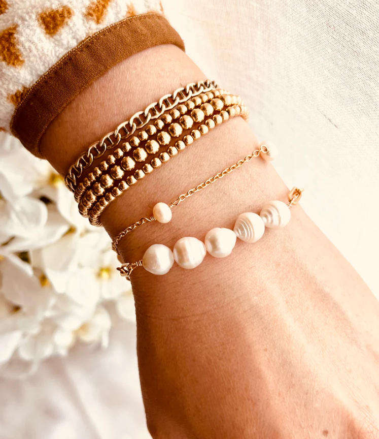 Pearl Bar Chain Bracelet Gold | Amelia Bellrose Jewellery