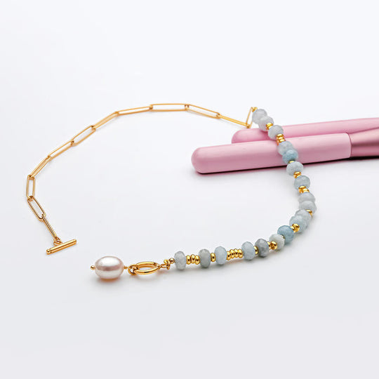 Aqua Beaded Chain Bracelet Gold | Amelia Bellrose Jewellery