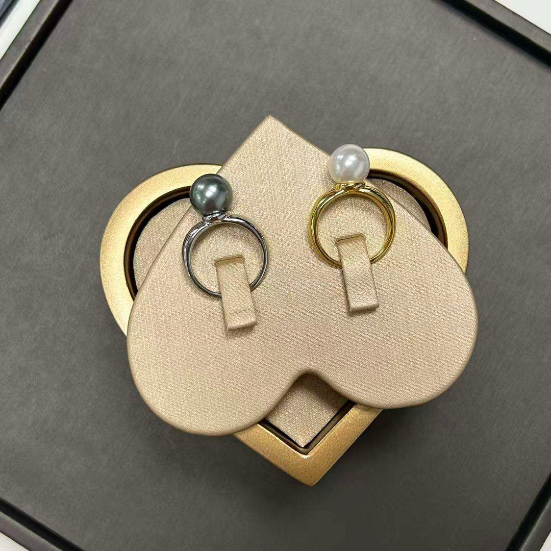 Bold Pearl Open Ring Gold | Amelia Bellrose Jewellery
