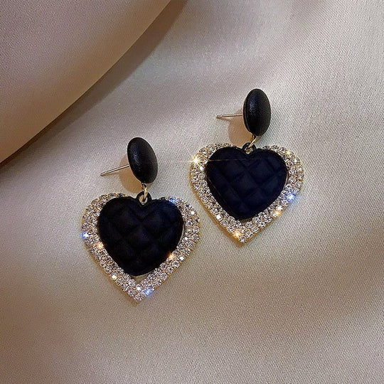 Quilted Heart Crystal Drop Earrings | Amelia Bellrose Jewellery