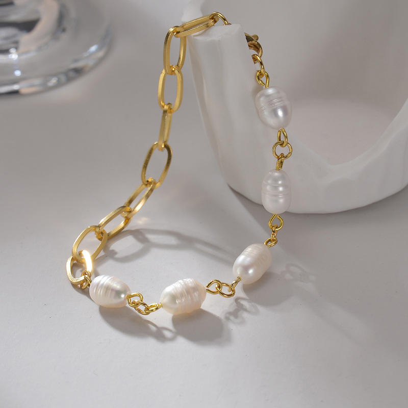 Freshwater Pearl Chain Bracelet Gold | Amelia Bellrose Jewellery