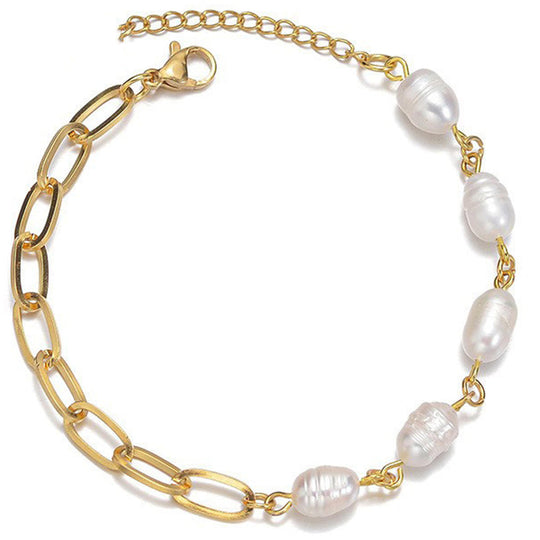 Freshwater Pearl Chain Bracelet Gold | Amelia Bellrose Jewellery