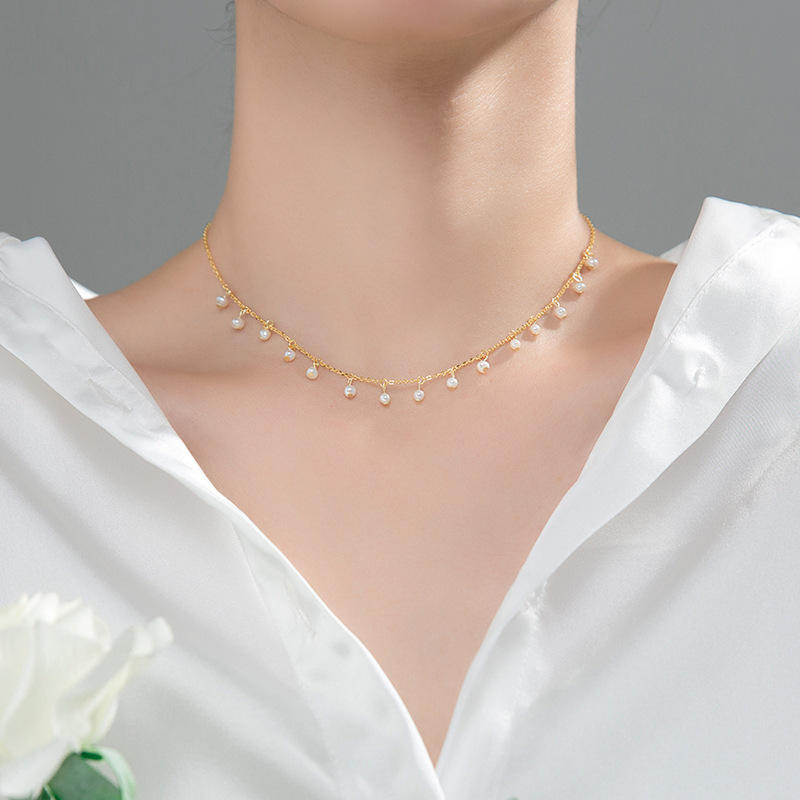 Dainty Pearl Drop Necklace Gold & Silver | Amelia Bellrose Jewellery