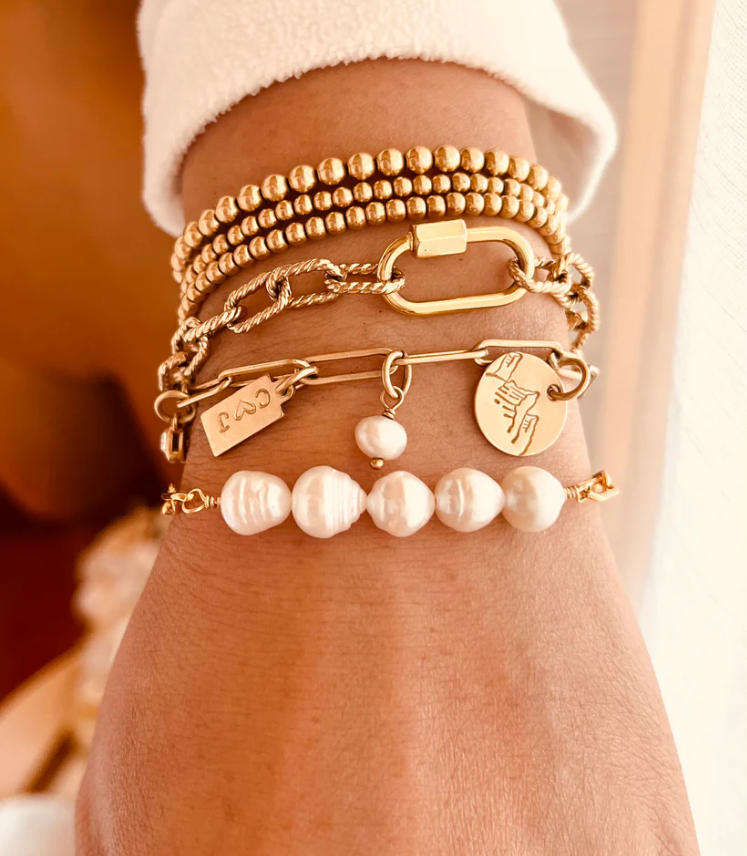 Pearl Bar Chain Bracelet Gold | Amelia Bellrose Jewellery