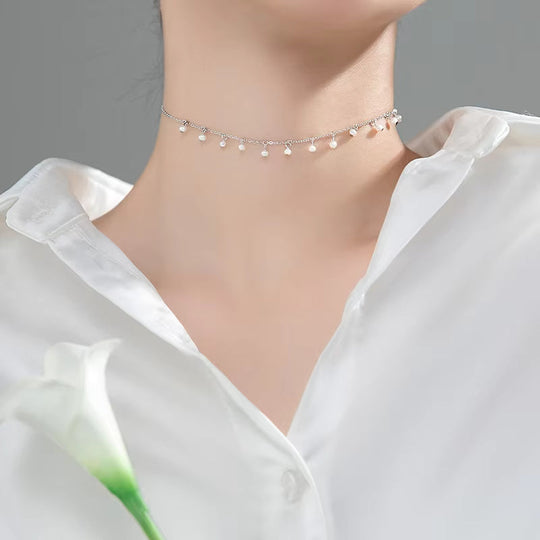 Dainty Pearl Drop Necklace Gold & Silver | Amelia Bellrose Jewellery