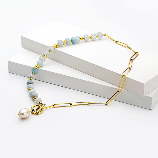 Aqua Beaded Chain Bracelet Gold | Amelia Bellrose Jewellery