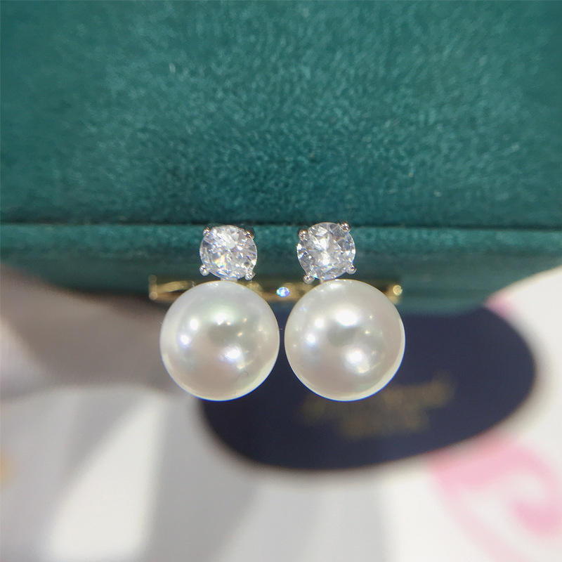 Pearl Crystal Stud Drop Earrings Silver | Amelia Bellrose Jewellery