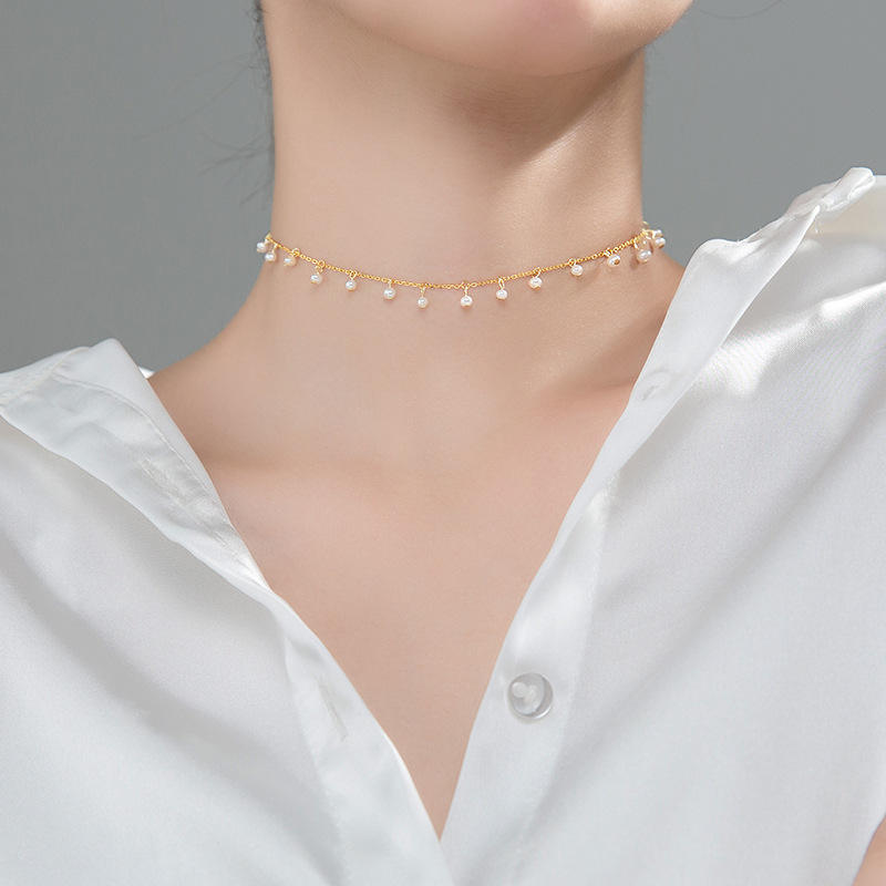 Dainty Pearl Drop Necklace Gold & Silver | Amelia Bellrose Jewellery