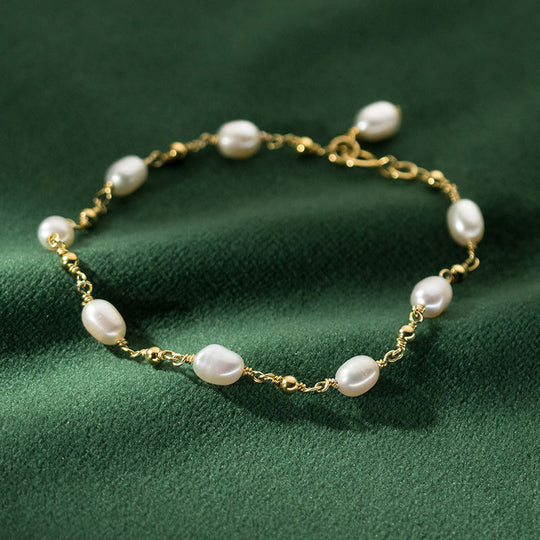 Freshwater Pearl Chain Bracelet Gold | Amelia Bellrose Jewellery