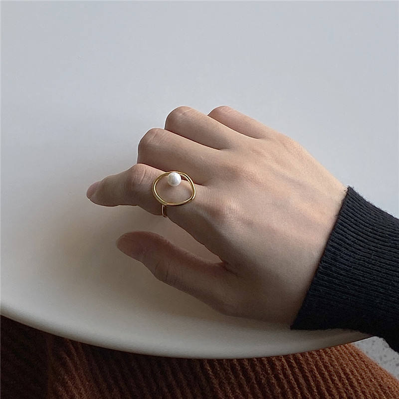 Pearl Circle Gold Ring | Amelia Bellrose Jewellery