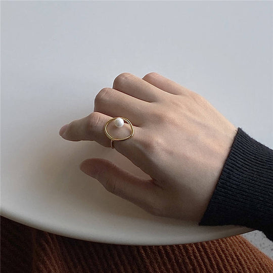 Pearl Circle Gold Ring | Amelia Bellrose Jewellery