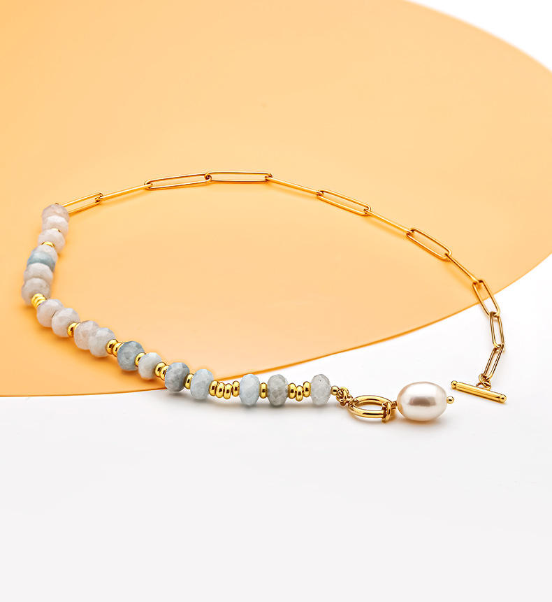 Aqua Beaded Chain Bracelet Gold | Amelia Bellrose Jewellery