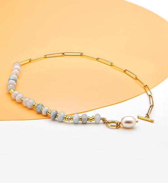 Aqua Beaded Chain Bracelet Gold | Amelia Bellrose Jewellery