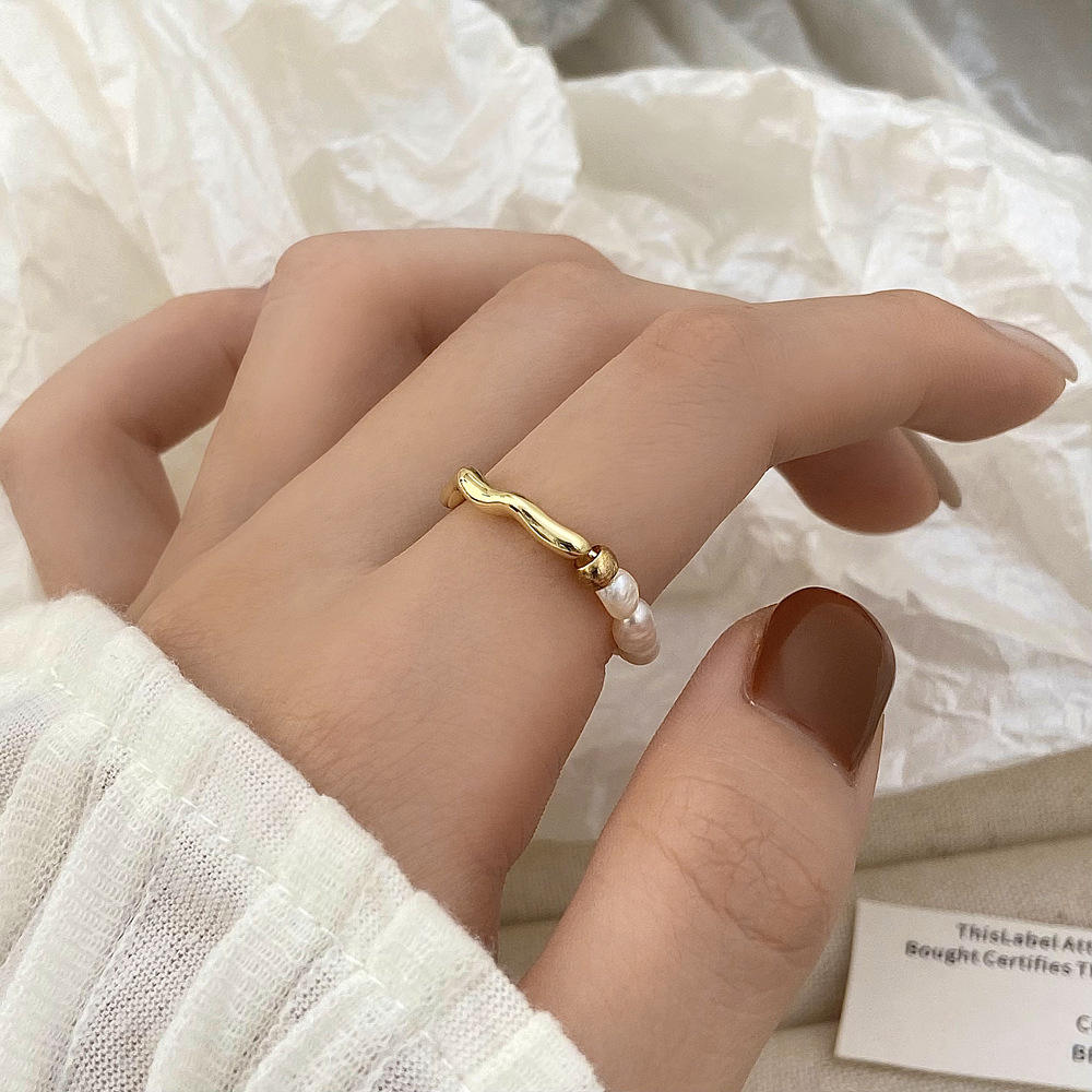 Pearl Wrap Ring Set Gold & Silver | Amelia Bellrose Jewellery