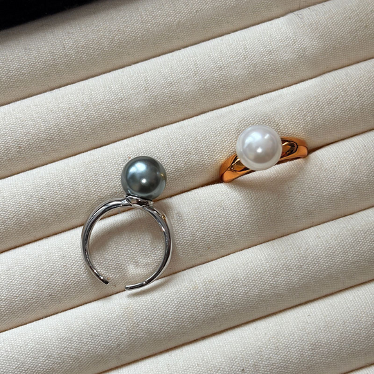 Bold Pearl Open Ring Gold | Amelia Bellrose Jewellery