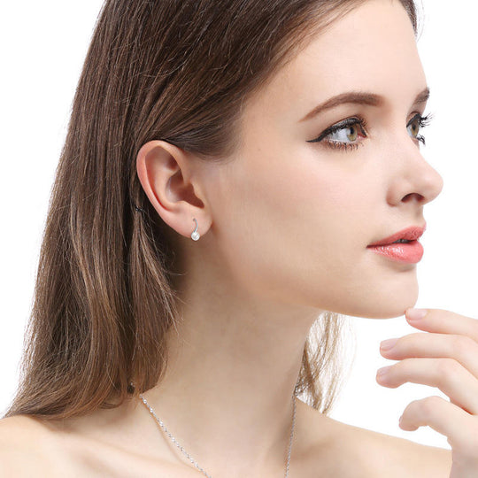 Minimal Pearl Hook Earrings Silver | Amelia Bellrose Jewellery