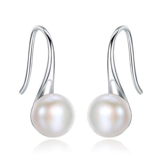 Minimal Pearl Hook Earrings Silver | Amelia Bellrose Jewellery