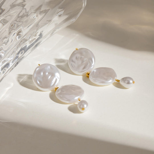 Baroque Pearl Drop Earrings Gold | Amelia Bellrose Jewellery