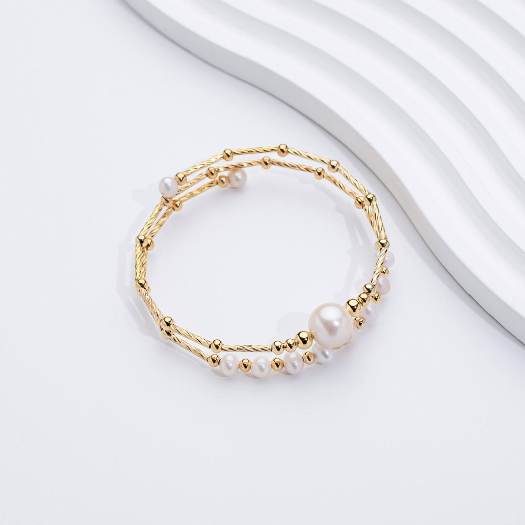 Layered Pearl Gold Bracelet Set | Amelia Bellrose Jewellery
