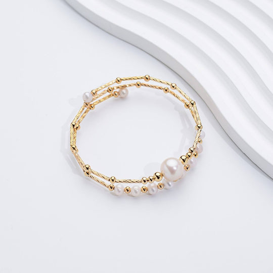 Layered Pearl Gold Bracelet Set | Amelia Bellrose Jewellery