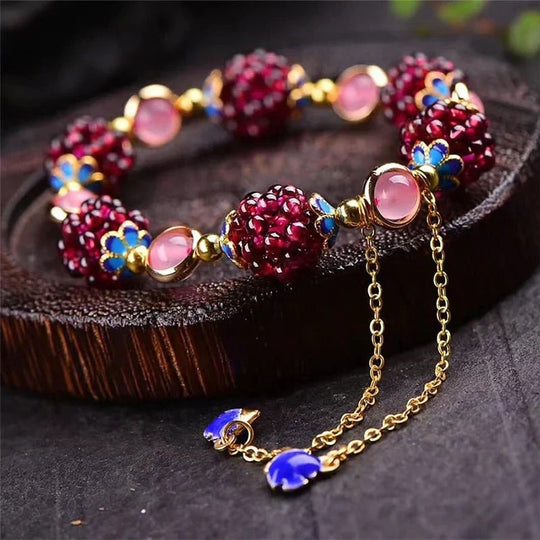 Red Crystal Beaded Charm Bracelet | Amelia Bellrose Jewellery
