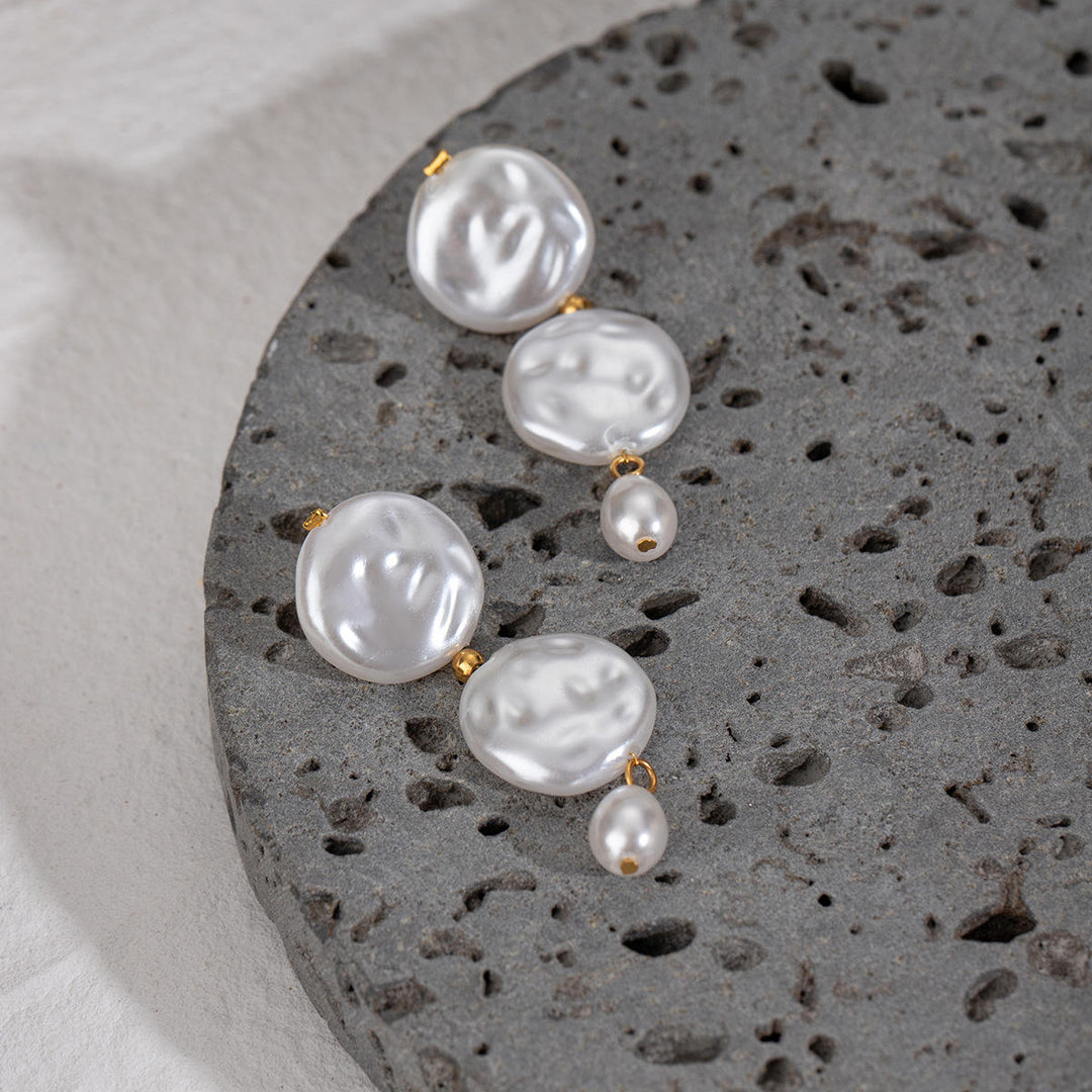 Baroque Pearl Drop Earrings Gold | Amelia Bellrose Jewellery