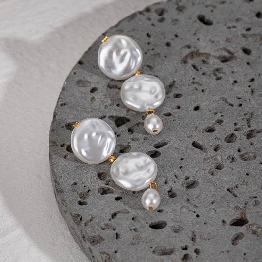Baroque Pearl Drop Earrings Gold | Amelia Bellrose Jewellery