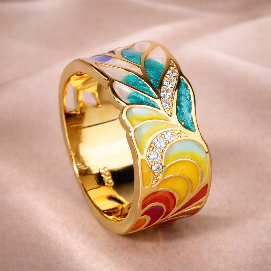 Multicolour Enamel Statement Ring | Amelia Bellrose Jewellery