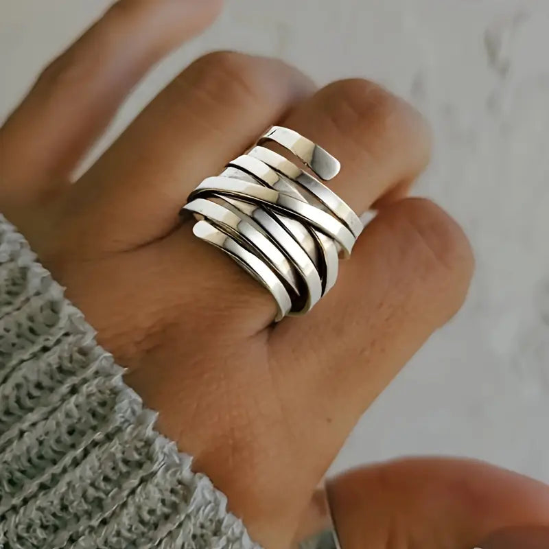 Modern Layered Silver Wrap Ring | Amelia Bellrose Jewellery