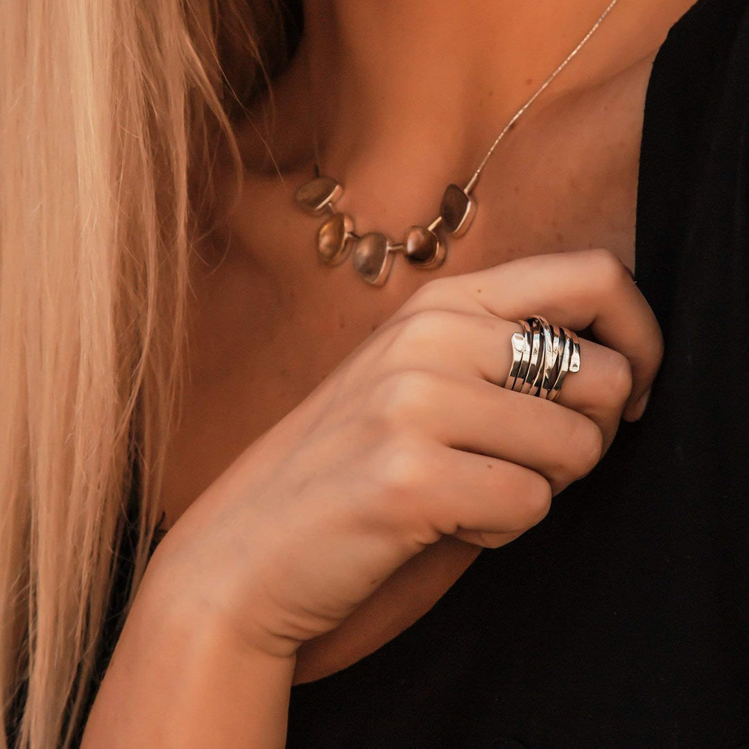 Modern Layered Silver Wrap Ring | Amelia Bellrose Jewellery