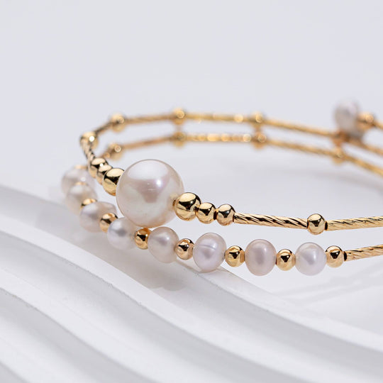 Layered Pearl Gold Bracelet Set | Amelia Bellrose Jewellery