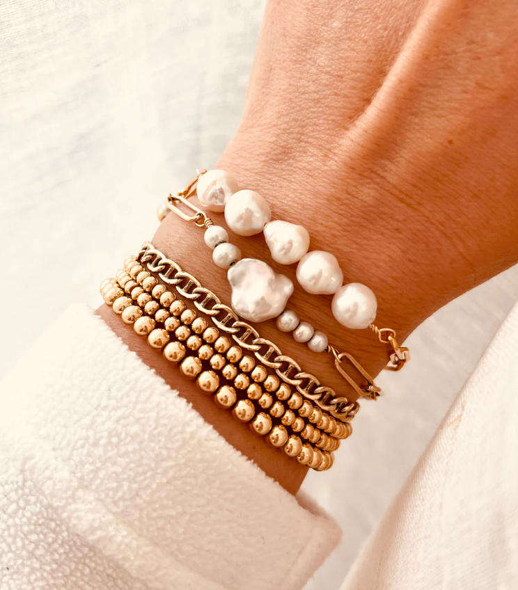 Pearl Bar Chain Bracelet Gold | Amelia Bellrose Jewellery